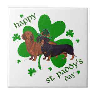 Dachshunds St Patrick's Day Tile
