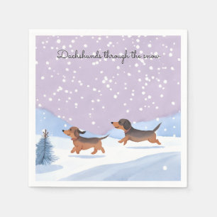Dachshunds Through Snow Christmas Holiday Party Napkin