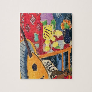Dachshunds Under Table  Matisse style Jigsaw Puzzle