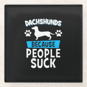 Dachshunds With My Friends Glass Coaster