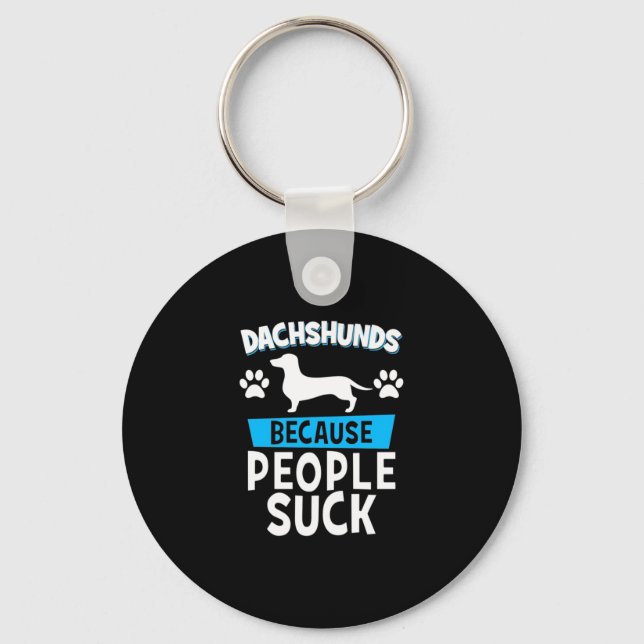 Dachshunds With My Friends Key Ring (Front)