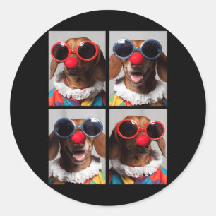 Dachshunds With Sungles Clown Animals Halloween Classic Round Sticker