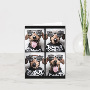 Dachshunds With Sungles Skeleton Costume Halloween Card
