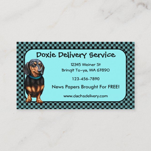 Dachsund Black & Tan Doxy Business Cards (Front)