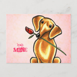 Dachsund Rose Be Mine Off-Leash Art™ Custom Postcard