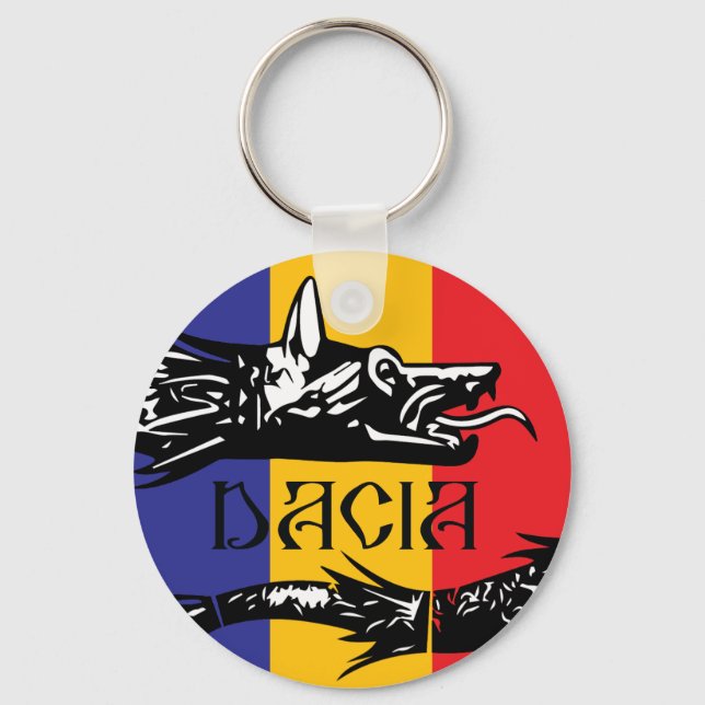 Dacian Wolf - tricolor flag  Key Ring (Front)