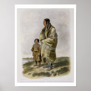 Dacota Woman and Assiniboin Girl, plate 9 from vol Poster