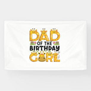 Dad 1st Birthday Girl Giraffe Theme Party Zoo Safa Banner