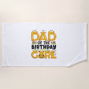 Dad 1st Birthday Girl Giraffe Theme Party Zoo Safa Beach Towel