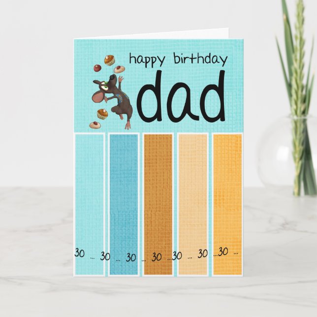 dad 30th birthday card with cake and mouse (Front)