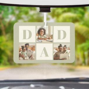 Dad 3 Photo Collage Sage Green Car Air Freshener