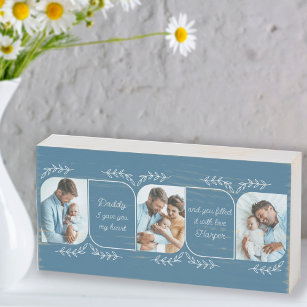 Dad 3 Vertical Photo Loving Words Personalised Wooden Box Sign