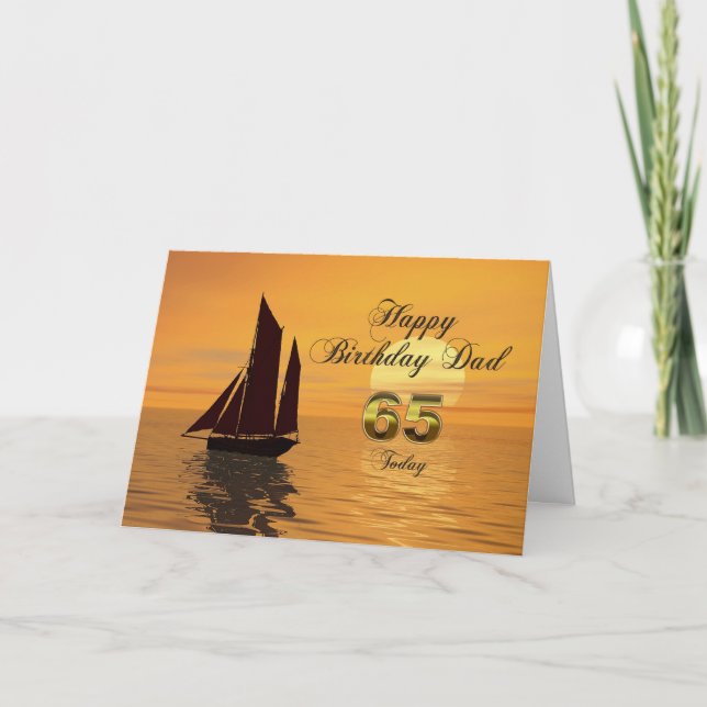 Dad, 65th Sunset yacht birthday card (Front)