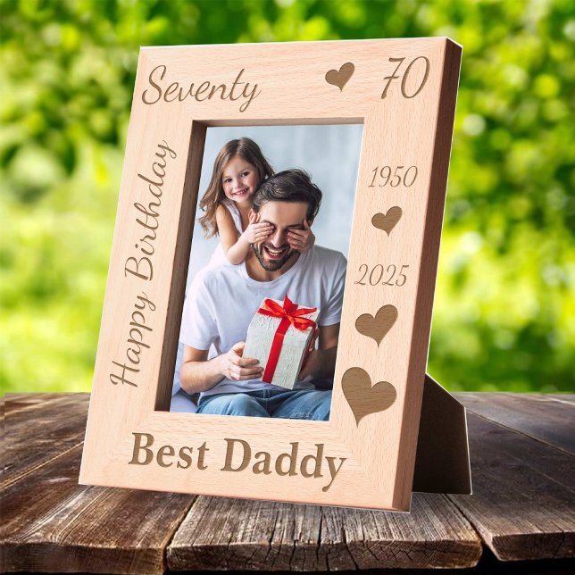 Dad 70th Birthday Photo frame with name love (Dad 70th Birthday Photo frame with name love Engraved Frames)