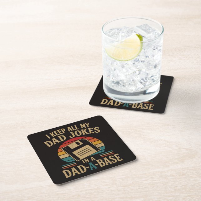 Dad A Base Dad Joke Square Paper Coaster (Insitu)