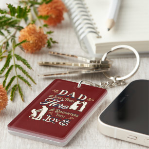 Dad A Son's First A Daughters First Love Key Ring