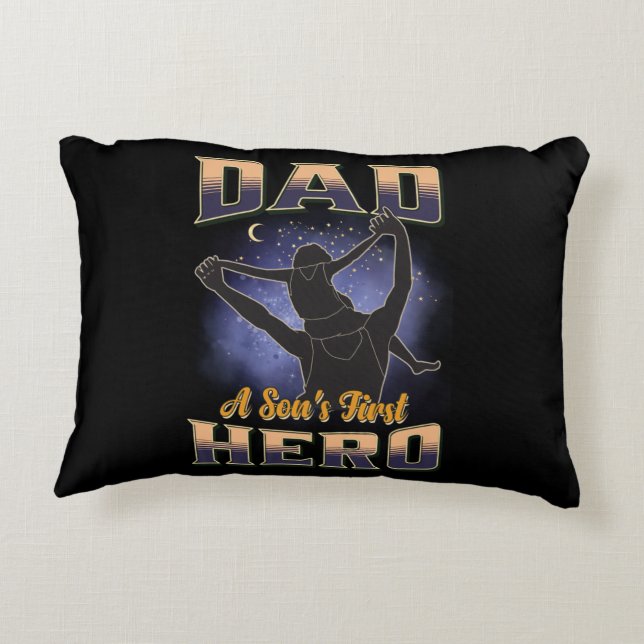 Dad A Son's First Hero Decorative Cushion (Back)
