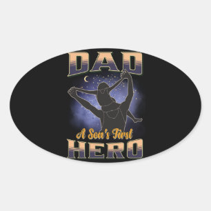 Dad A Son's First Hero Oval Sticker