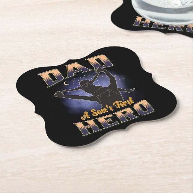 Dad A Son's First Hero Paper Coaster (Angled)