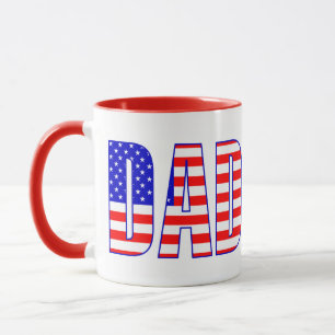 Dad American Flag Patterned Text Mug