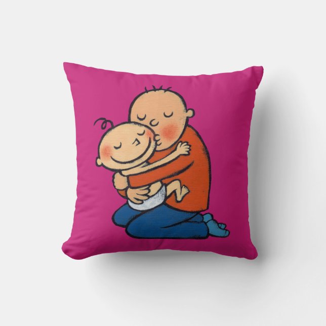 Dad and Baby Hugging Cushion (Front)