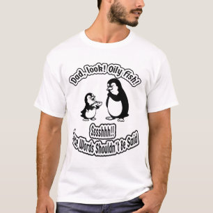 Dad and Baby Penguin Funny Oil Joke Cute Animal T-Shirt