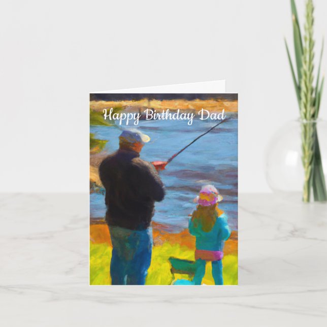 Dad and Daughter Fishing Birthday Card (Front)