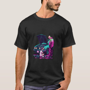 Dad and Daughter Fixing Car Retro Pop Car Mechanic T-Shirt