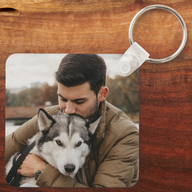 Dad And Dog Photo Key Ring (Back)