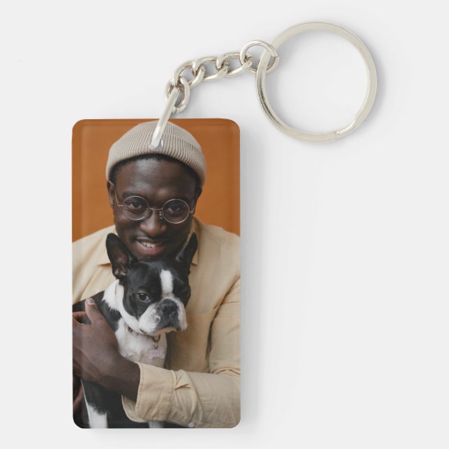Dad And Dog Photo Key Ring (Back)