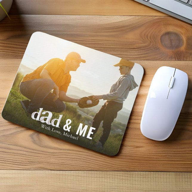 Dad and Me Simple Baseball Personalized Mouse Pad (Custom dad and me baseball style typography mousepad)