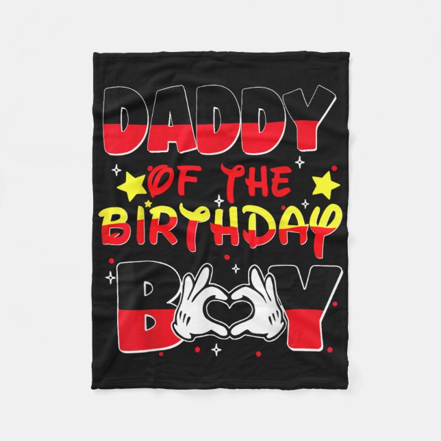 Dad And Mum Daddy Of The Birthday Boy Family Party Fleece Blanket (Front)