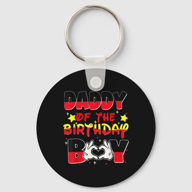 Dad And Mum Daddy Of The Birthday Boy Family Party Key Ring (Front)