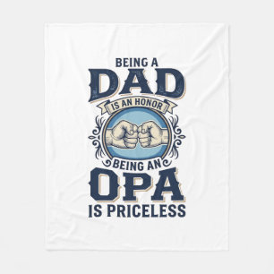 Dad and Opa Vintage Fist Bump Shirt Design_1 Fleece Blanket