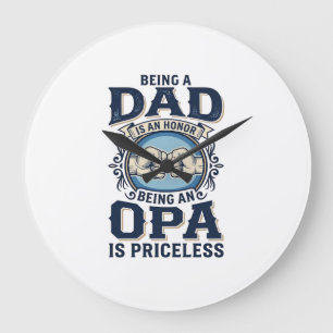 Dad and Opa Vintage Fist Bump Shirt Design_1 Large Clock