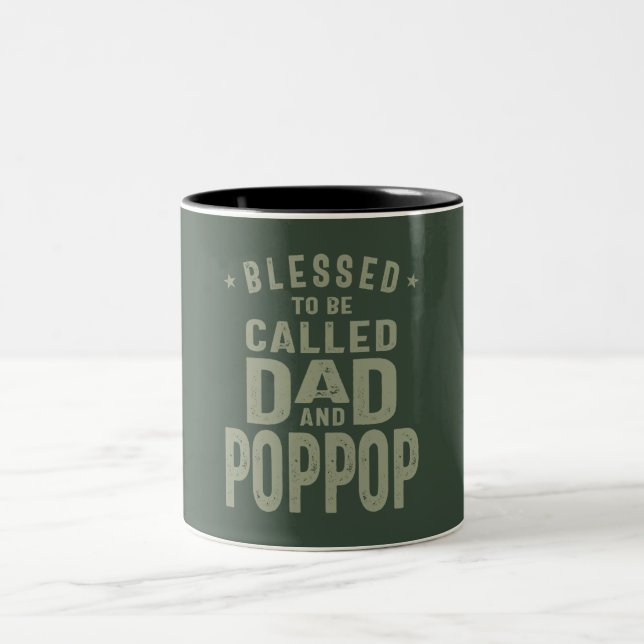 Dad and Pop-Pop - Double Blessing - Father's Day Two-Tone Coffee Mug (Center)