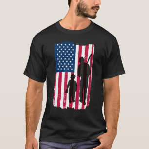 Dad And Son Batter & Pitcher Baseball Player Ameri T-Shirt