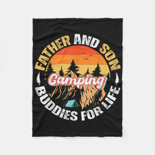Dad And Son Camping Buddies For Life Family Matchi Fleece Blanket