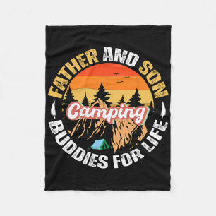 Dad And Son Camping Buddies For Life Family Matchi Fleece Blanket