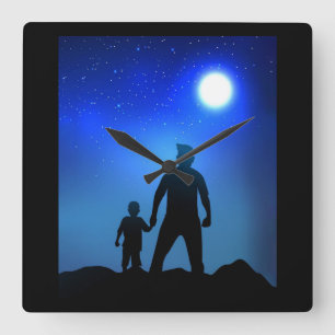 Dad And Son Father And Son Square Wall Clock