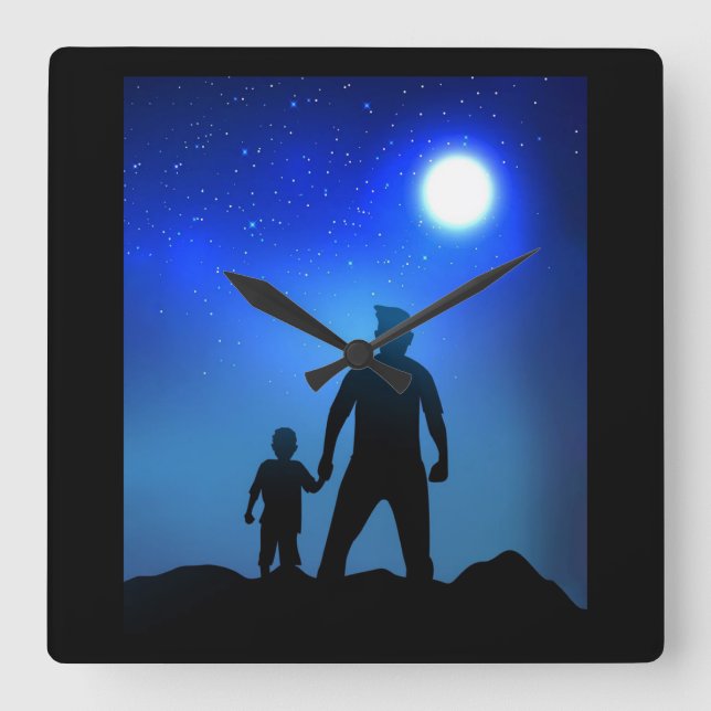 Dad And Son | Father And Son Square Wall Clock (Front)
