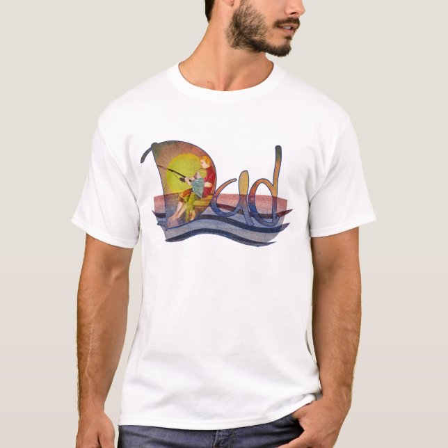 Dad and son fishing artistic text design t-shirts (Front)