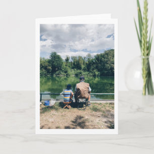 Dad and Son Fishing in the Lake Your Own Photo Card