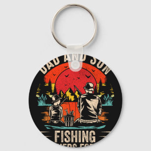 Dad And Son Fishing Partners For Life Retro Matchi Key Ring