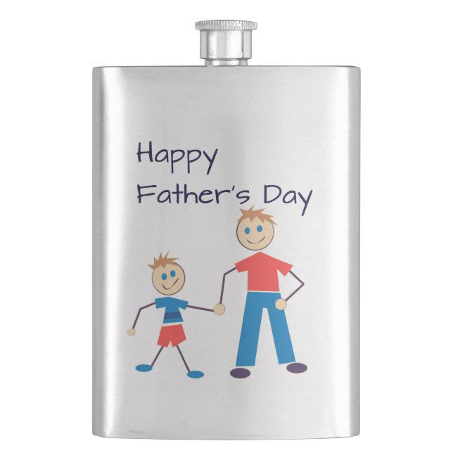 Dad and son happy father's day hip flask (Front)