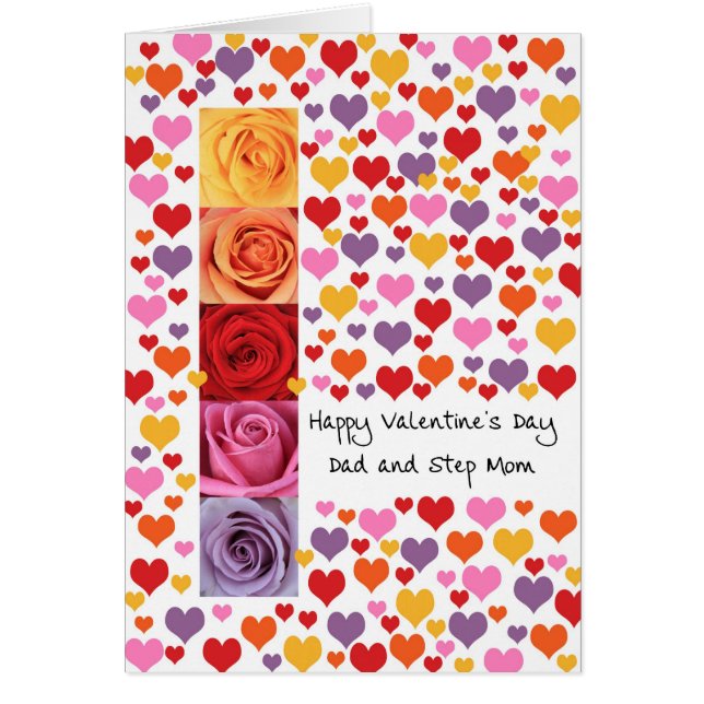 Dad and Step Mum Coloured Valentine's Day (Front)