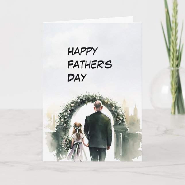Dad and young Daughter flowers Father's Day card (Front)