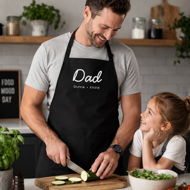 Dad Apron | Personalised Cooking Gift Father's Day (Personalized dad apron with kids' names for cooking, grilling, and Father's Day gifting.)