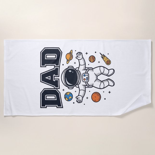 Dad Astronaut Space Vector Shirt Design_1 Beach Towel (Front)