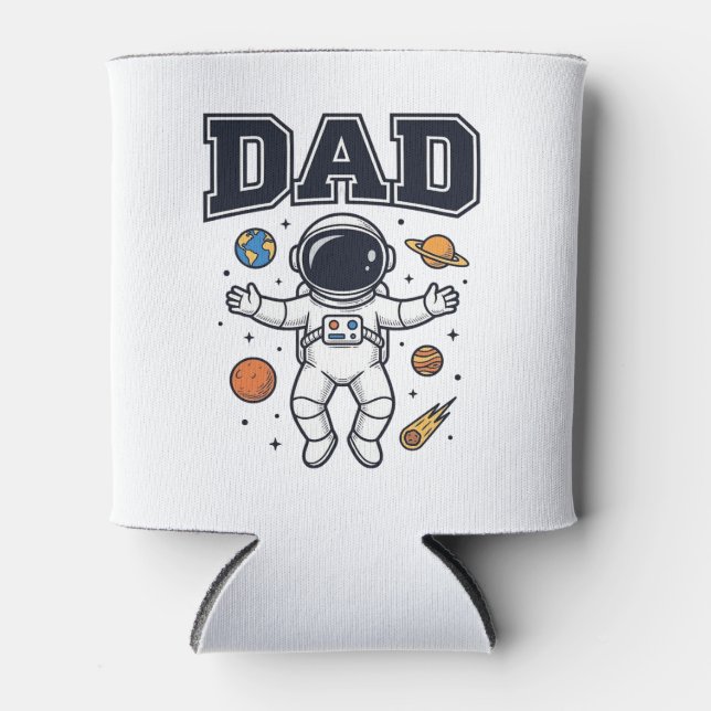 Dad Astronaut Space Vector Shirt Design_1 Can Cooler (Front)